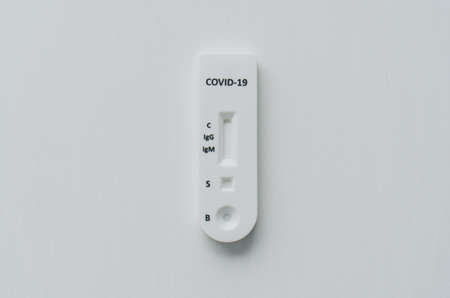 Quick test or diagnostic test to detect Covid-19 or SARS-CoV-2 in humans. Detects igg and igm by obtaining antibodies.の写真素材