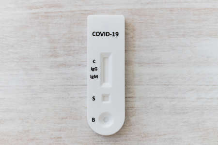 Quick test or diagnostic test to detect Covid-19 or SARS-CoV-2 in humans. Detects igg and igm by obtaining antibodies.の写真素材