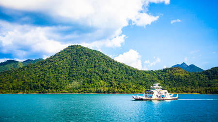Ferry sailing across the oceanの写真素材