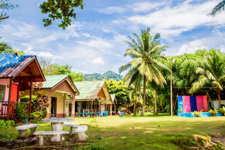 Colorful houses in Thai at summerの写真素材