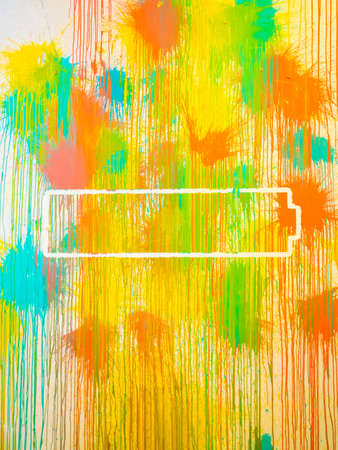 Wall in paint splashesの写真素材