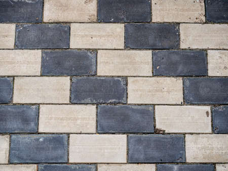 Texture of black and white paving slabs top viewの写真素材
