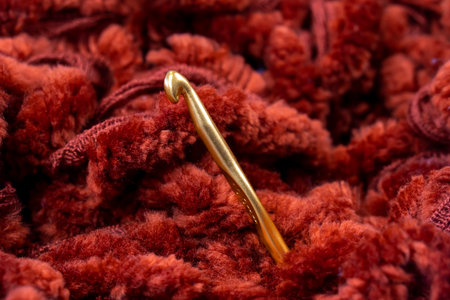hook planted in a very pretty ball of wool
