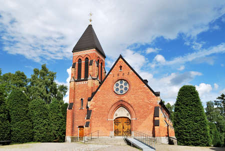 Very beautiful small  church in Sandsborg, the suburb of Stockholm. Swedenの写真素材