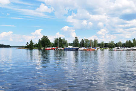 Beautiful blue haven of Lappeenranta in  Finlandの写真素材