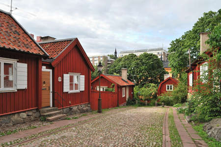 Stockholm. Old street in the area Sodermalm, carefully preserved  from  80 years of 19 century.の写真素材