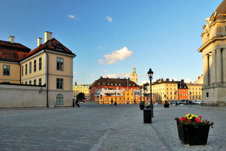 Stockholm, Riddarholmen. Birger Jarl Square at sunsetの写真素材