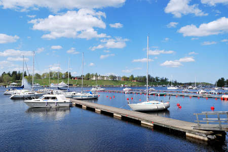 Very beautiful Lappeenranta harbour in a sunny summer day. Finlandの写真素材