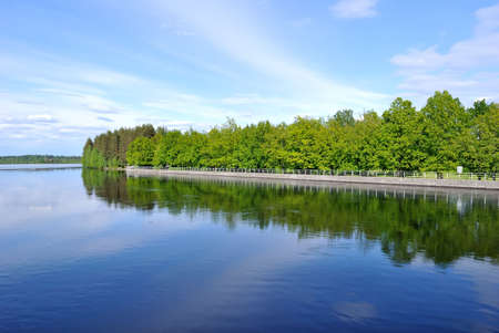 Imatra, Finland. Full-flowing Vuoksi and Imatra reservoir  in summerの写真素材