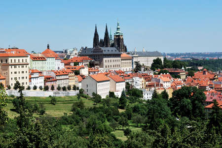 Prague, the district Lesser Town in a sunny summer dayの写真素材