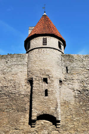 Old Tallinn, Vyshgorod. The turret of the fortress wallの写真素材