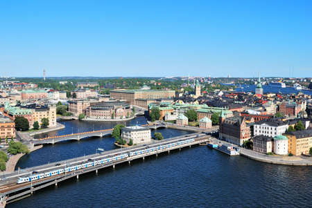 View of the historical center of Stockholm witn main places of interestの写真素材
