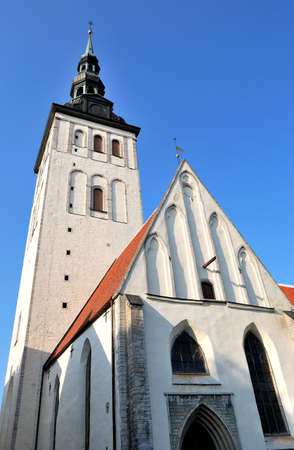 Very beautiful church of St. Nicholas in Vyshgorod of Old Tallinn, Estoniaの写真素材