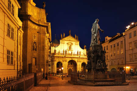 Prague, Old Town at night. Krzhizhovnitskaya Squareの写真素材