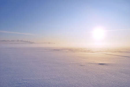 Sunny winter evening in the Gulf of Finland, St. Petersburgの写真素材