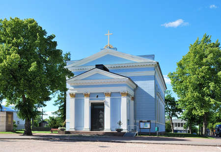 Hamina, Finland. Very beautiful Lutheran church in the style of neoklasitsizmの写真素材