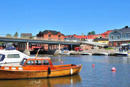 Finland. Porvoo river embankment in a sunny summer dayの写真素材