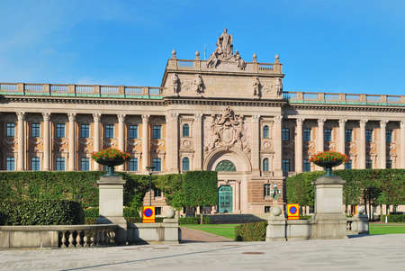 The building  of  Riksdag in Stockholm, Swedenの写真素材