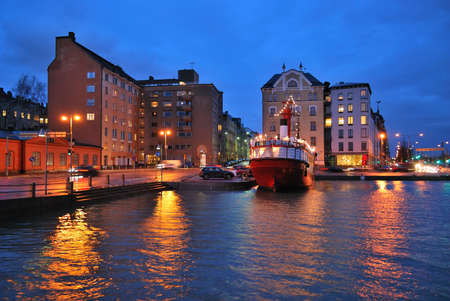 View of winter Helsinki at twilightの写真素材