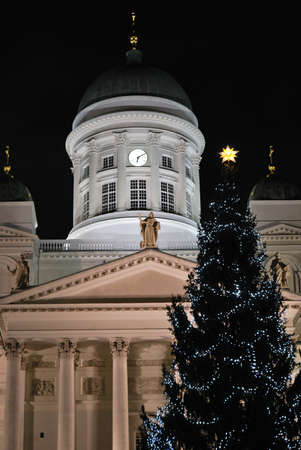 Helsinki. The Cathedral and  Christmas tree before  Christmas の写真素材