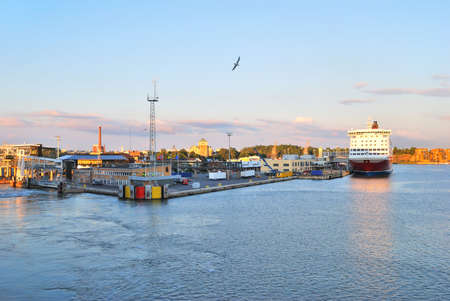 Finland. Sea port of Turku at  sunsetのeditorial素材