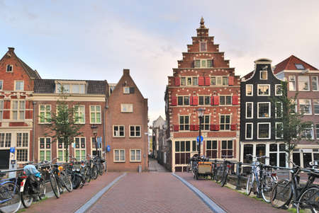 Amsterdam. Old building on Canal Oudezijds Foorburgval in the Old Townのeditorial素材