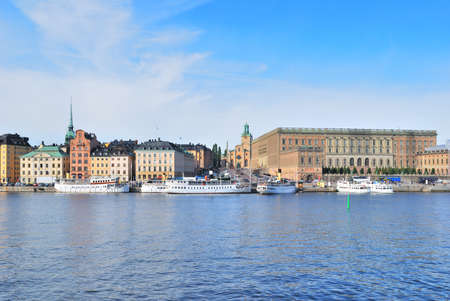 Stockholm. Beautiful quay of the Old Town on a sunny summer dayの写真素材