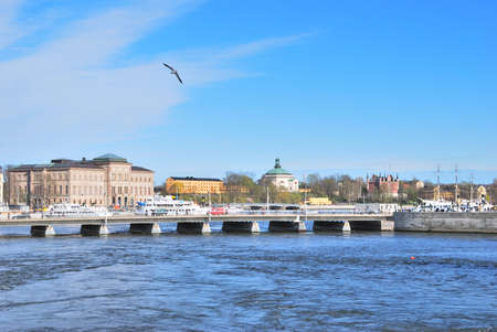 View of the central part of Stockholm and the Strait  Norrstromの写真素材