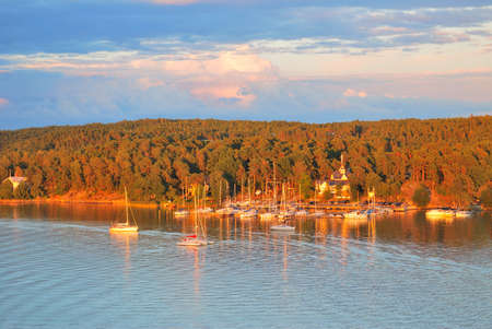  Finland. Very beautiful sunset in the vicinity of Turkuの写真素材