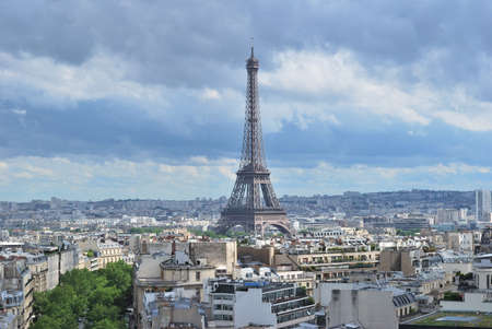 Top-view of Paris on the background of  the stormy skyの写真素材