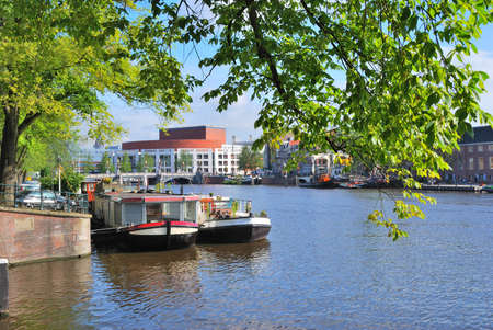 Amsterdam. Amstel river in a sunny summer dayの写真素材