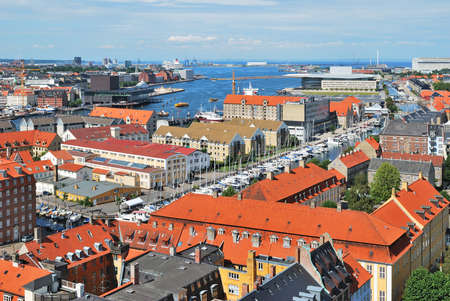Copenhagen, Denmark.  Bird's eye view of the cityの写真素材