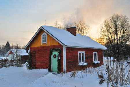 Very beautiful place in Finland in the suburb of Mikkeli before Christmasのeditorial素材