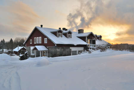 Very beautiful place in Finland in the suburb of Mikkeli before Christmasのeditorial素材