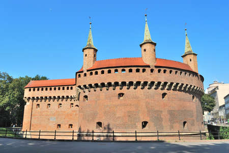 Poland. One of the main landmarks of Krakow -  bastion  Barbacanのeditorial素材