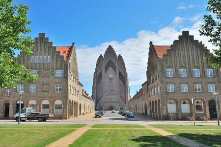 Copenhagen, Denmark. Famous Lutheran  Grundtvig's Church in the style of expressionismの写真素材