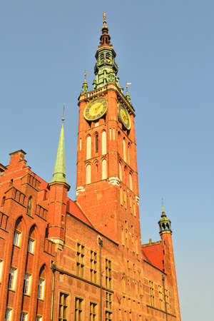 Gdansk, Polish Republic. Town Hall in a sunny summer evening
