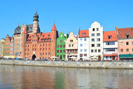 Gdansk, Polish Republic. Beautiful Quay of the Old Town in a sunny summer day