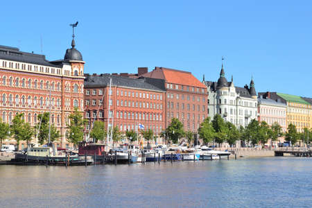Helsinki, Finland. North Quay in a sunny summer morningの写真素材