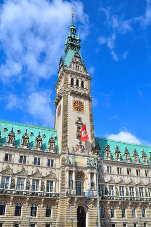 Hamburg, Germany. The Town Hall in a sunny summer dayの写真素材