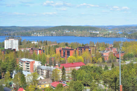 Finland. Top-view of the city of Jyvaskyla in a sunny spring dayの写真素材