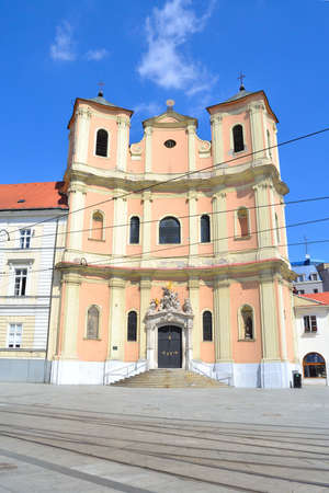 Bratislava, Slovakia. Trinitarian Church in a sunny summer dayの写真素材