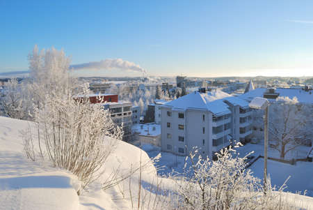 Finland. Top-view of  Mikkeli in a sunny winter dayの写真素材
