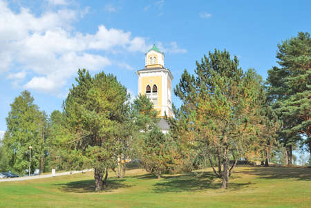 Finland. Beautiful park and the church in Kerimakiの写真素材