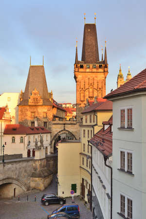 Wonderful architecture of Prague in a sunny summer eveningの写真素材