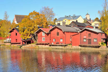 Very beautiful town of Porvoo in Finland in the golden autumnのeditorial素材
