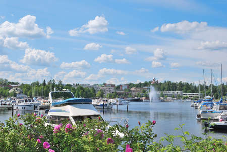 Finland. Beautiful harbor in Lappeenranta town on a sunny summer dayの写真素材