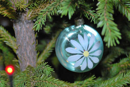 Beautiful bright light blue Christmas tree toyの写真素材