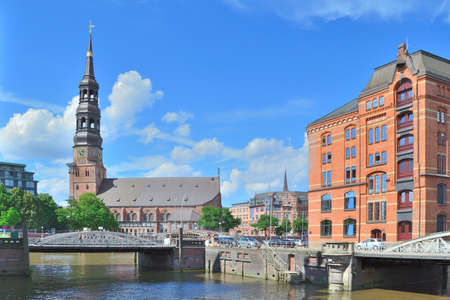 Beautiful old architecture of Hamburgの写真素材