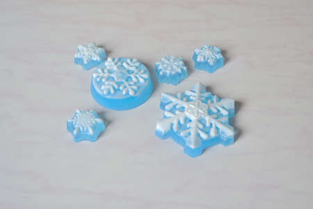 A set of beautiful handmade Christmas soapの写真素材